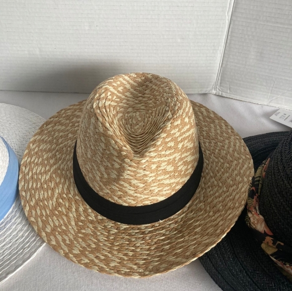 Time And Tru  Panama Hat Brim Wide Pleated Hatband & Clip - Set Of 3 - One Size - Picture 6 of 10